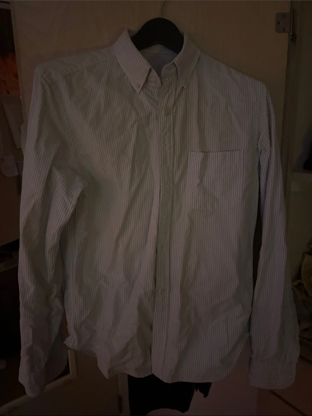 J. Crew Men’s Light Blue and White Striped Shirt